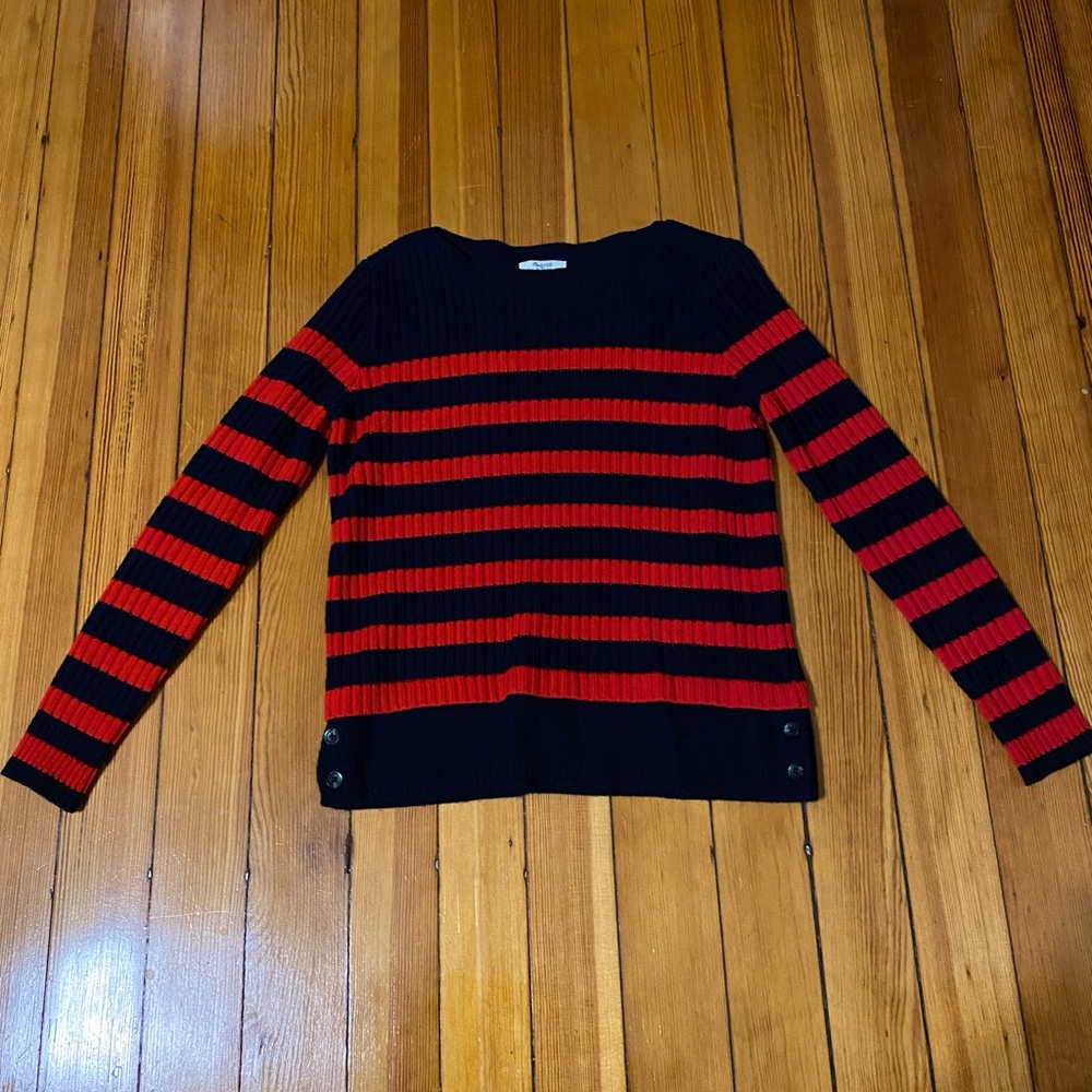 Madewell | Navy and Red Striped Sweater. Size Medium. - Picture 1 of 9